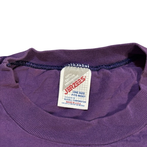 Jerzees Graphic‎ Tee Ready For Takeoff Purple One Size Military 90s Vtg USA - Picture 5 of 11